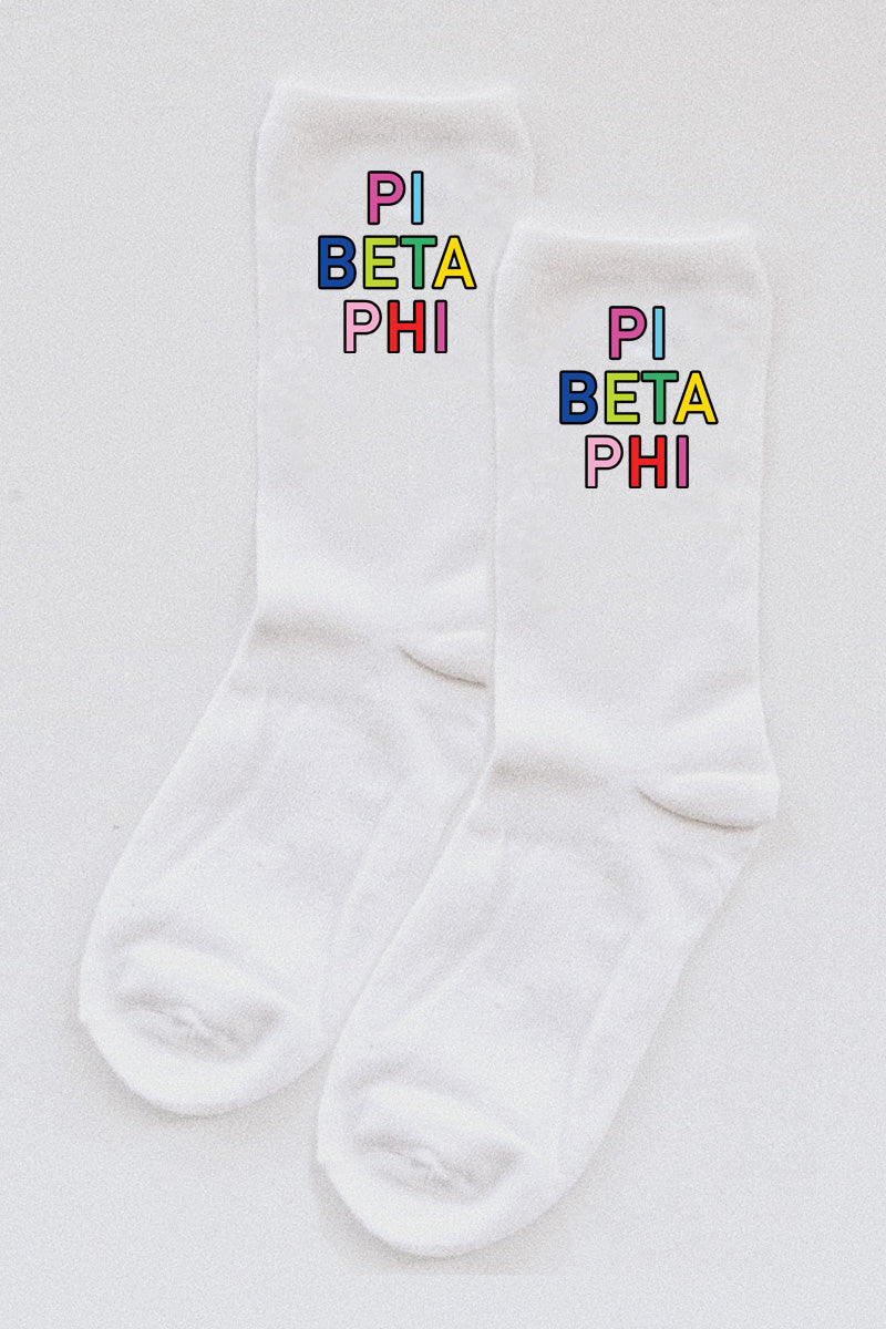 Colorful socks - Pi Beta Phi - Spikes and Seams Greek