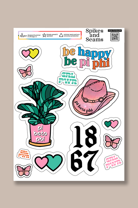Sticker Sheet #9 - Pi Beta Phi - Spikes and Seams Greek