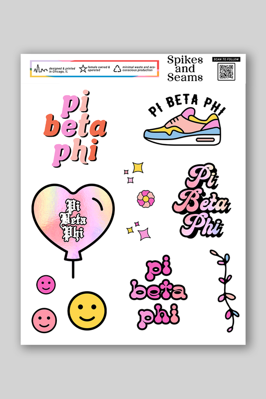 Sticker Sheet #7 - Pi Beta Phi - Spikes and Seams Greek