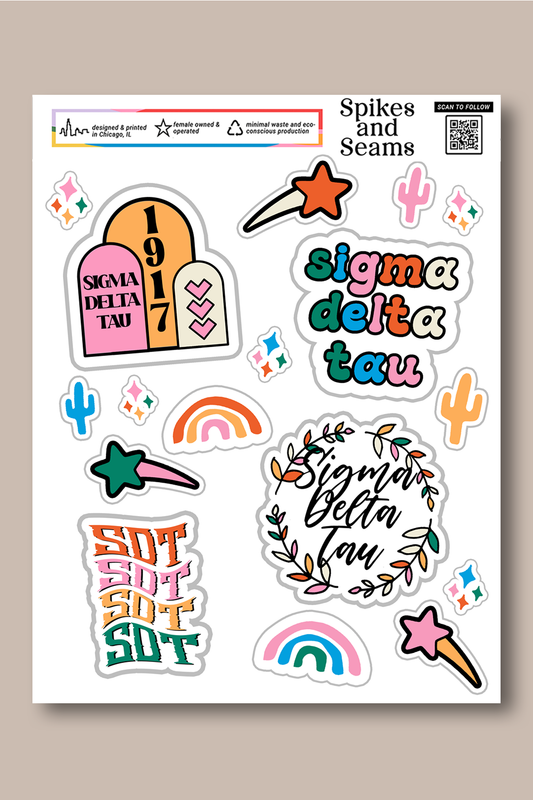 Sticker Sheet #8 - Sigma Delta Tau - Spikes and Seams Greek