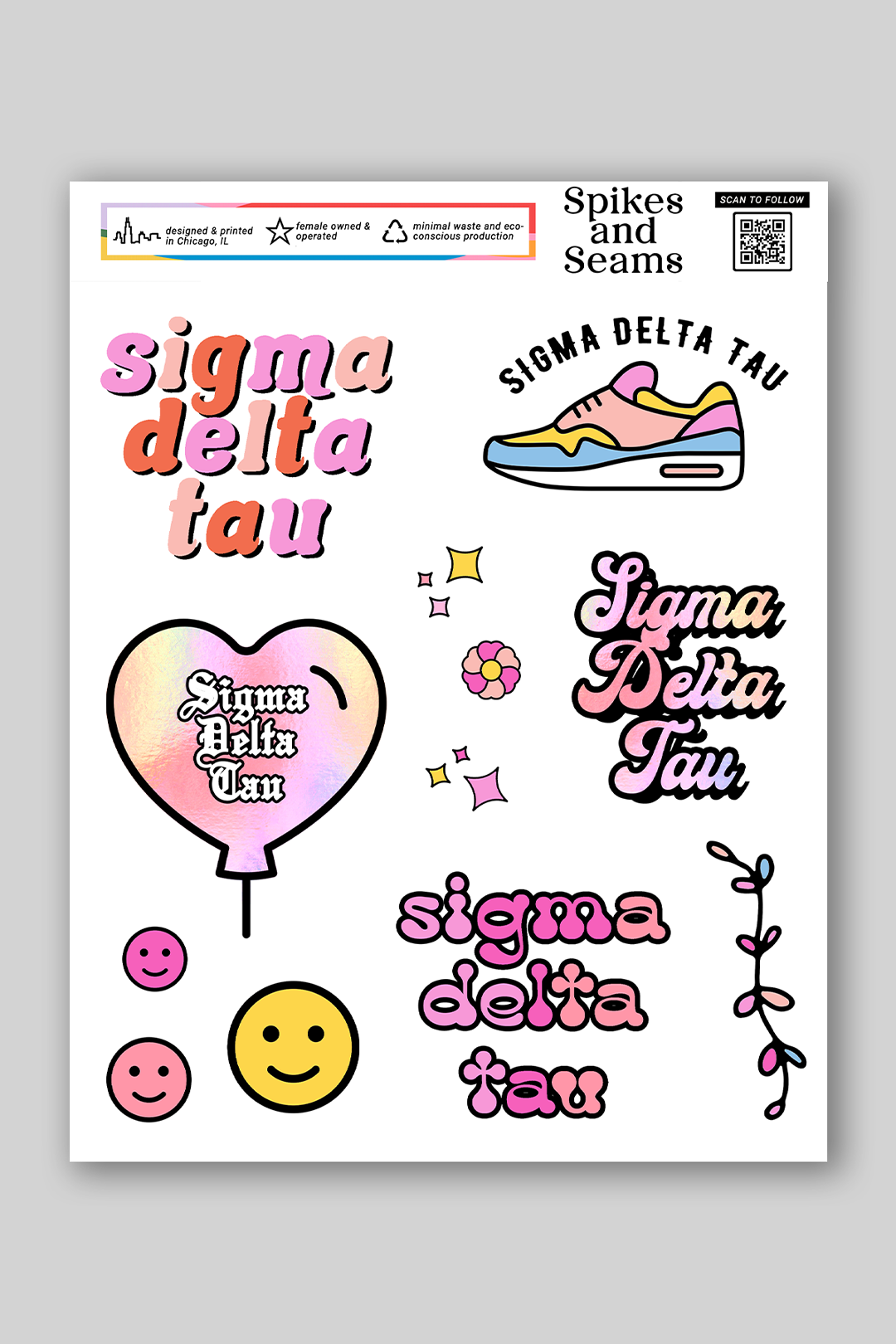 Sticker Sheet #7 - Sigma Delta Tau - Spikes and Seams Greek