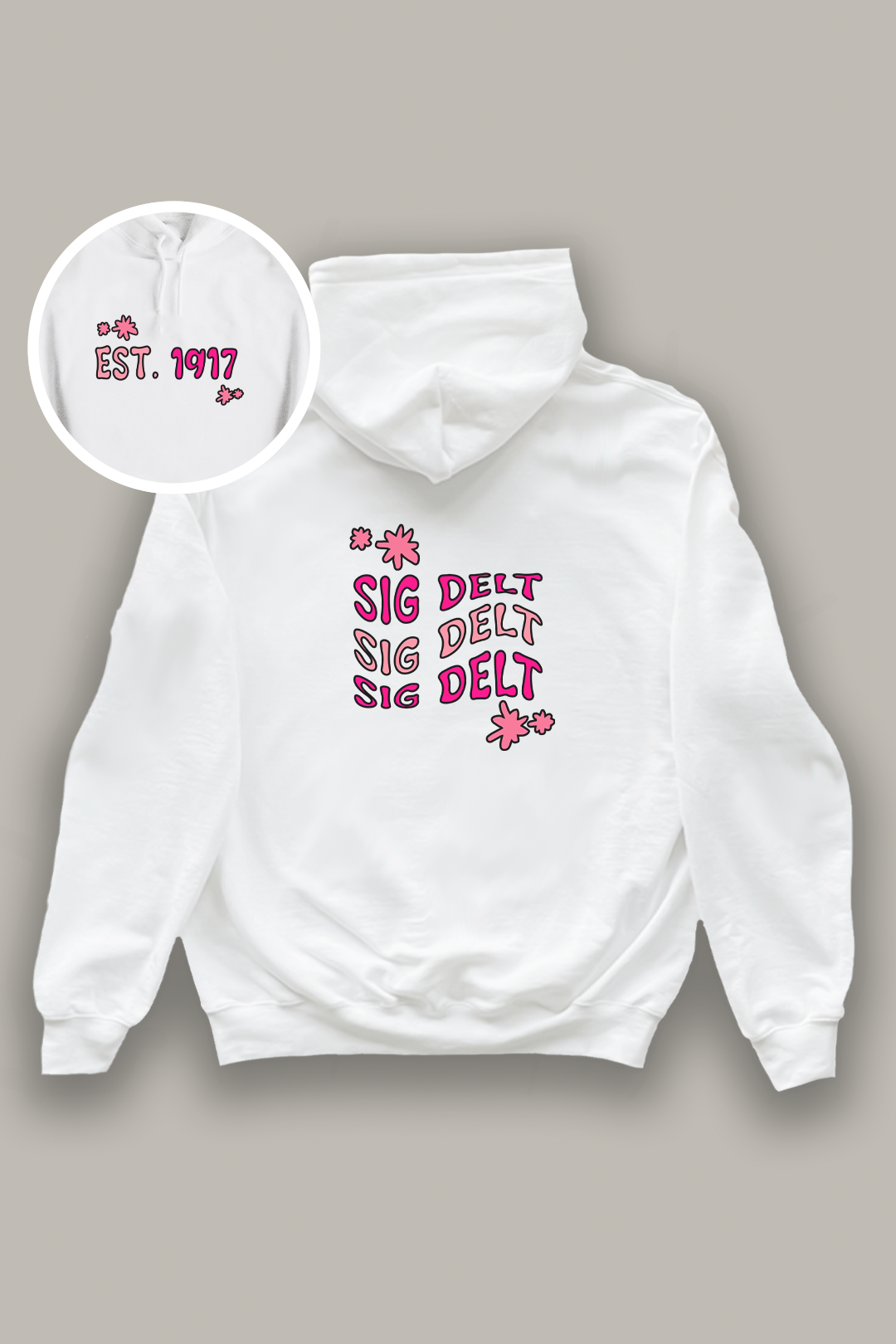 Pink and white hoodie - Sig Delt