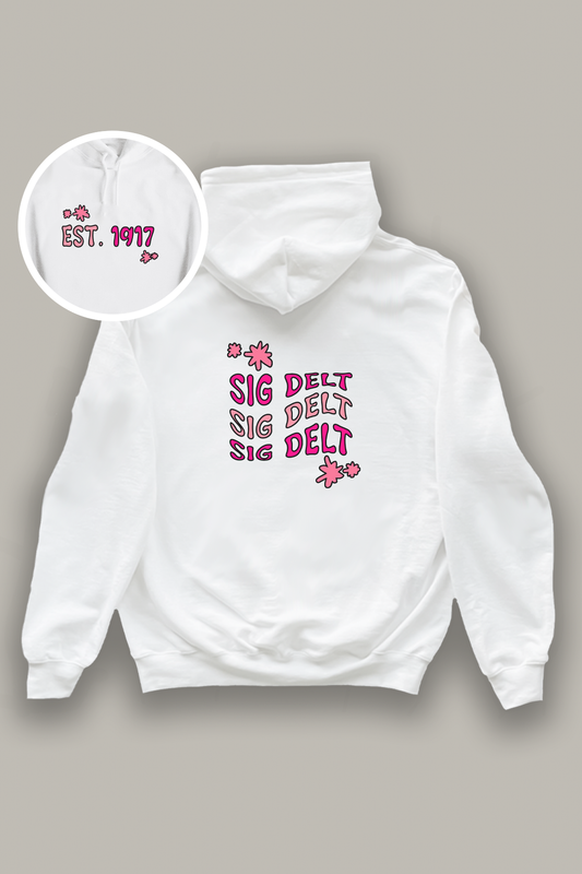 Pink and white hoodie - Sig Delt