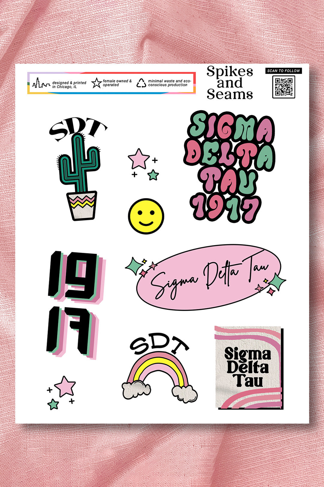 Sticker Sheet #6 - Sigma Delta Tau - Spikes and Seams Greek