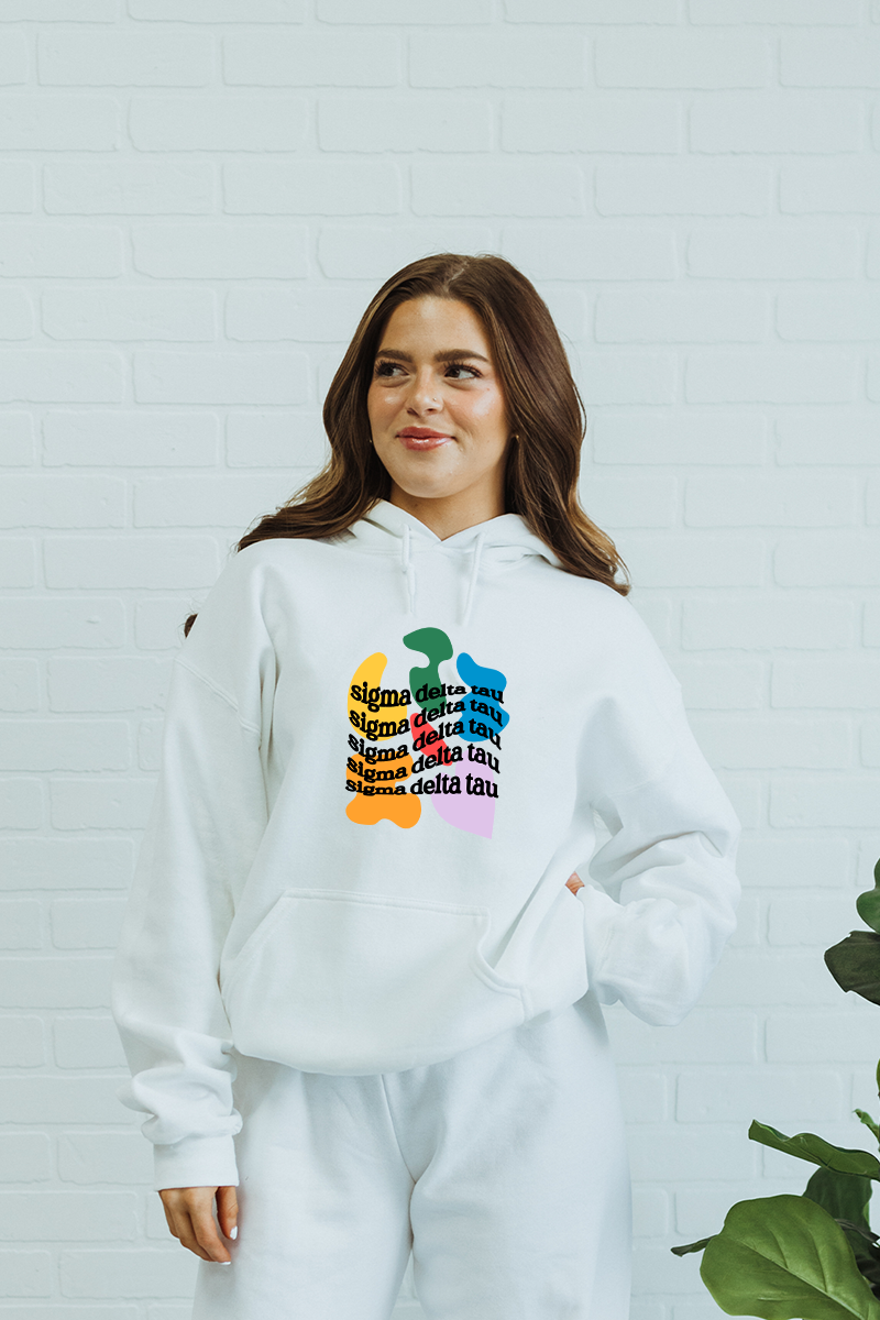 White Rainbow Blobs hoodie - Sigma Delta Tau