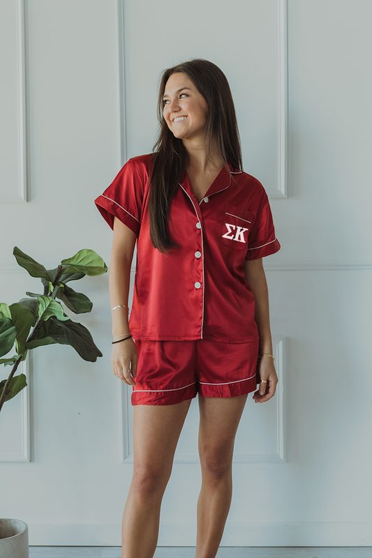 Burgundy Greek Letter Pajamas - Sigma Kappa