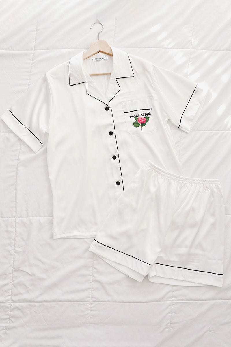 White rose pajamas - custom text