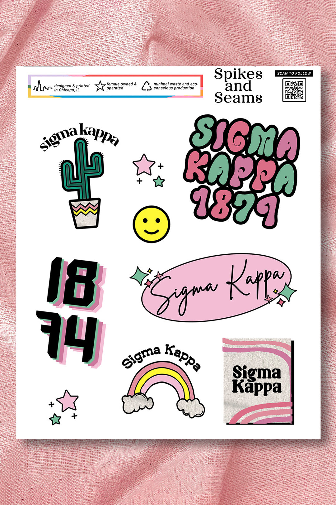Sticker Sheet #6 - Sigma Kappa - Spikes and Seams Greek