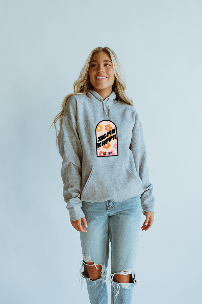 Grey Floral hoodie - Sigma Kappa