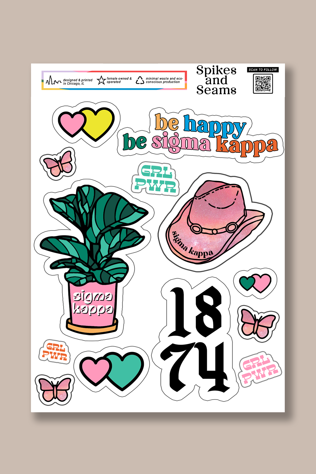 Sticker Sheet #9 - Sigma Kappa - Spikes and Seams Greek