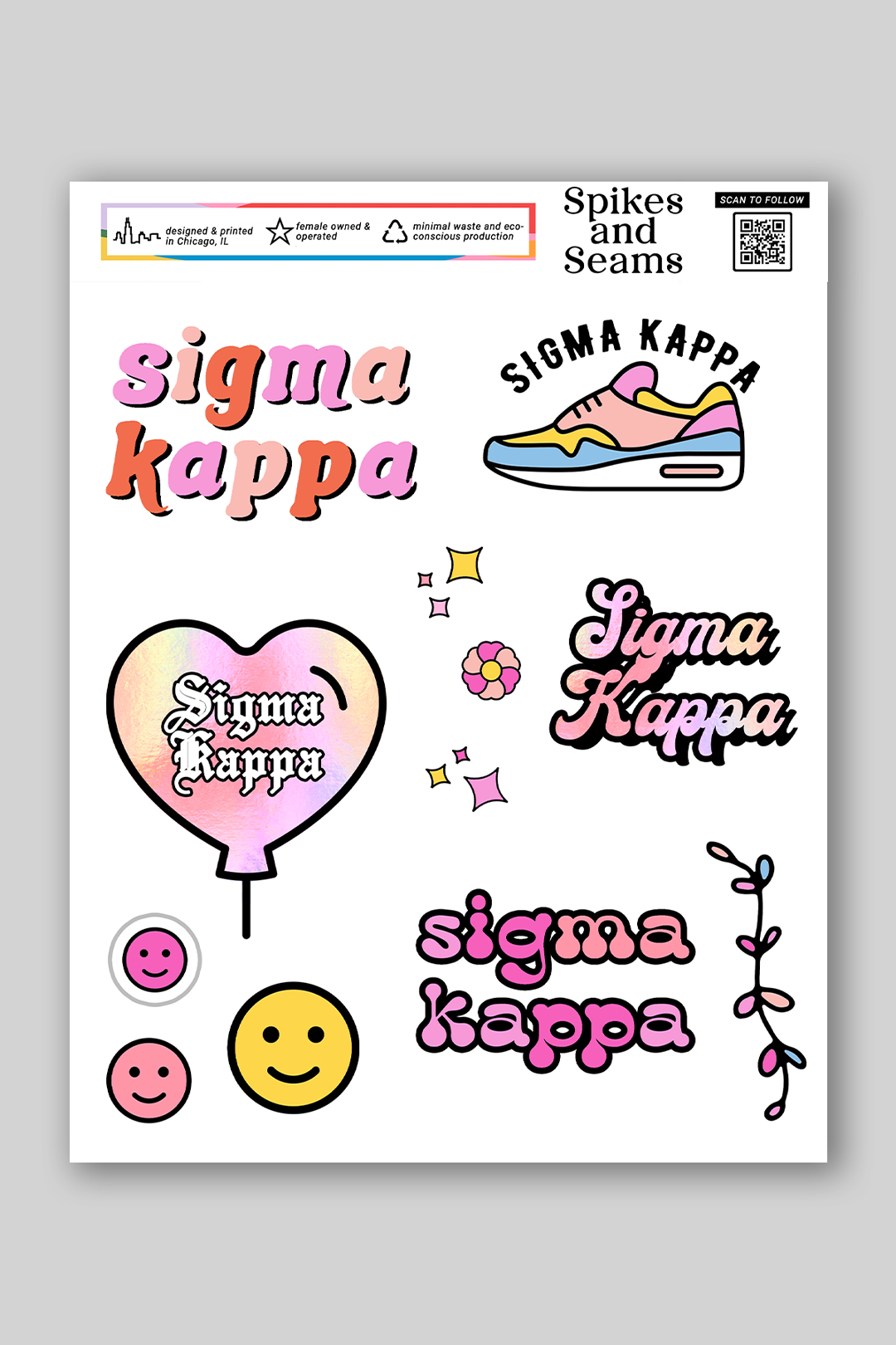 Sticker Sheet #7 - Sigma Kappa - Spikes and Seams Greek