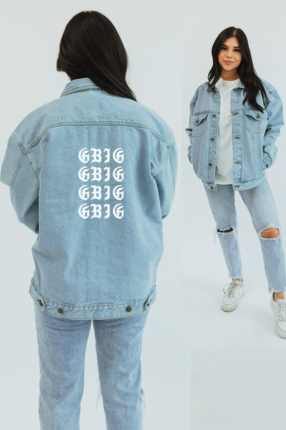 Sorority Denim Jacket with white text - choose your text!