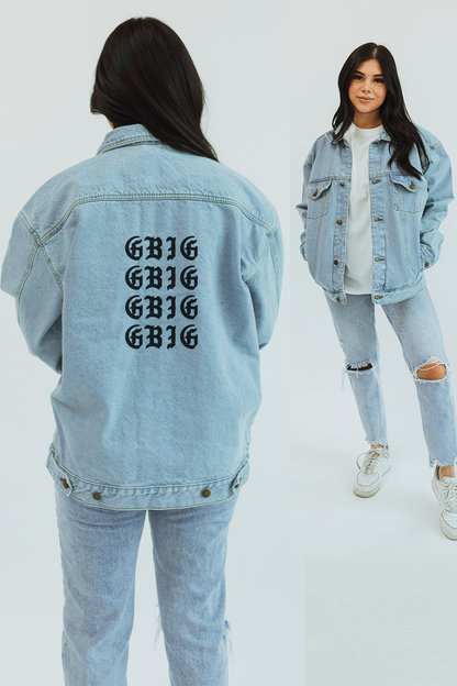 Sorority Denim Jacket with black text - choose your text!