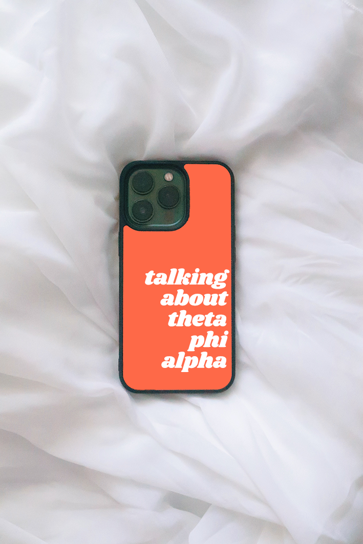 Orange "Talking About" iPhone case - choose your text!