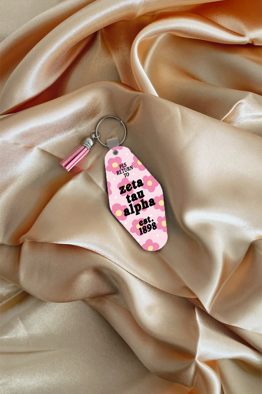 Pink Flowers keychain - Zeta Tau Alpha