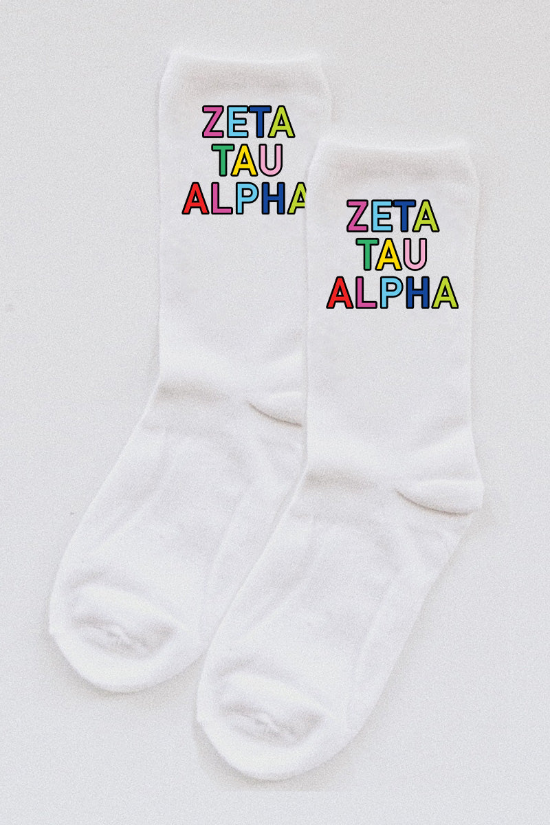 Colorful socks - Zeta Tau Alpha - Spikes and Seams Greek