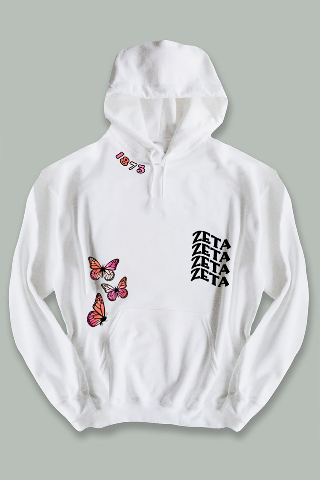 Butterflies Text Hoodie - most sororities available! - Spikes and Seams Greek