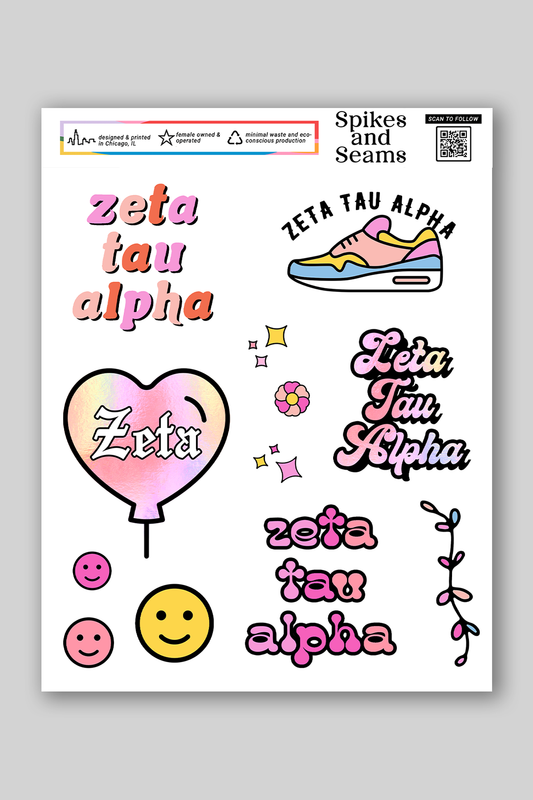 Sticker Sheet #7 - Zeta Tau Alpha - Spikes and Seams Greek