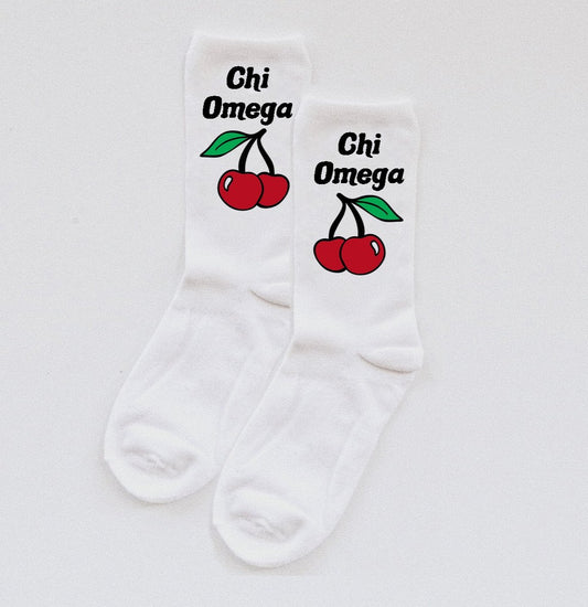 cherry Sorority socks - custom text! - Spikes and Seams Greek