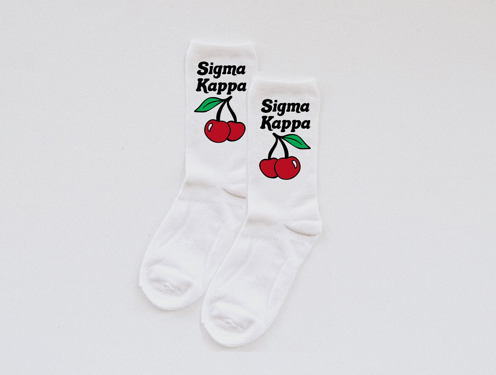 cherry Sorority socks - custom text! - Spikes and Seams Greek